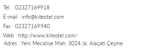 Alaat Kite Butik Otel telefon numaralar, faks, e-mail, posta adresi ve iletiim bilgileri